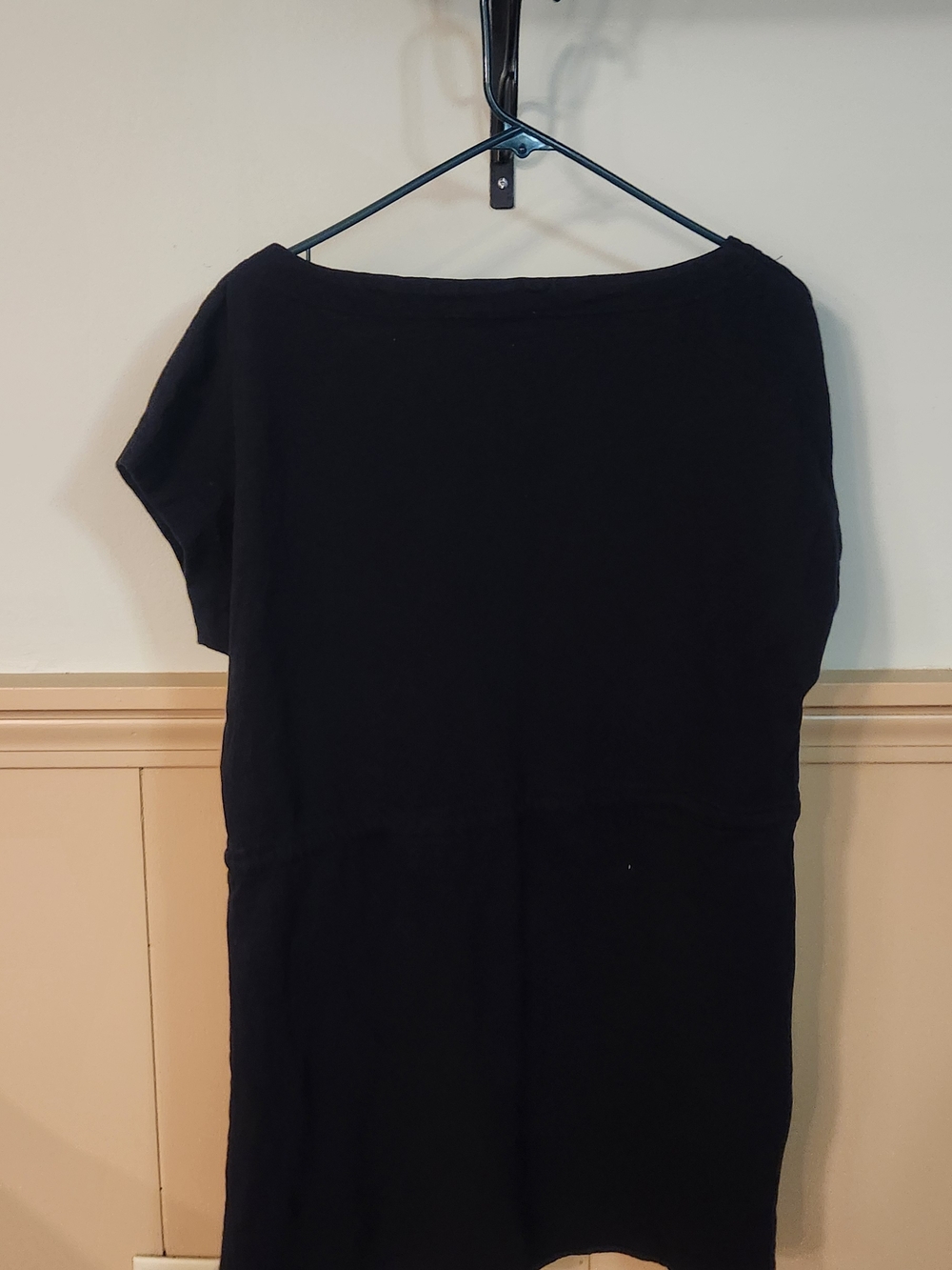 Trixie + Lulu Black Drawstring Waist T-Shirt Dress - Casual Knit Mini - Large - Picture 3 of 8
